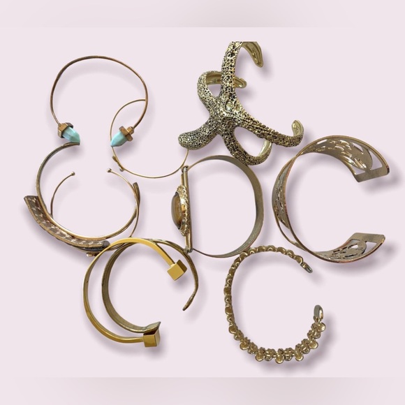 Gold Bracelets Vintage Cuffs Jewelry Lot - Picture 7 of 10